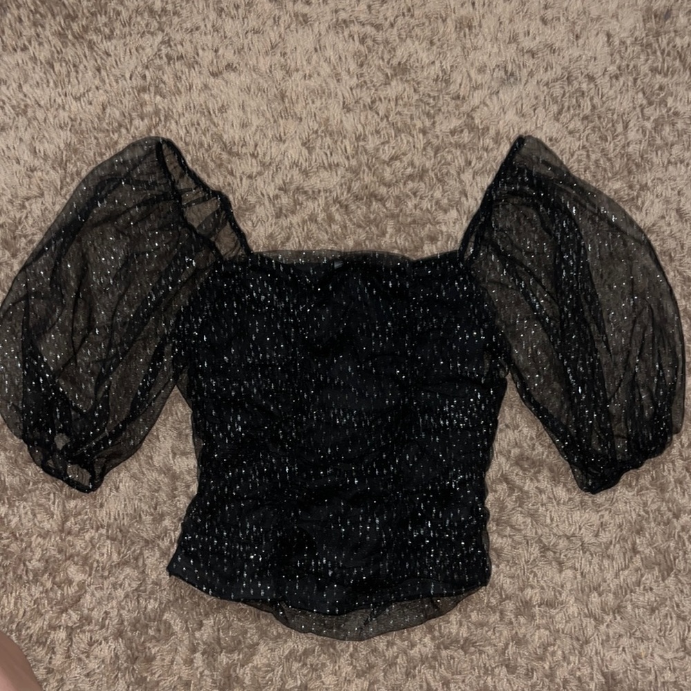 sparkly puff sleeve top